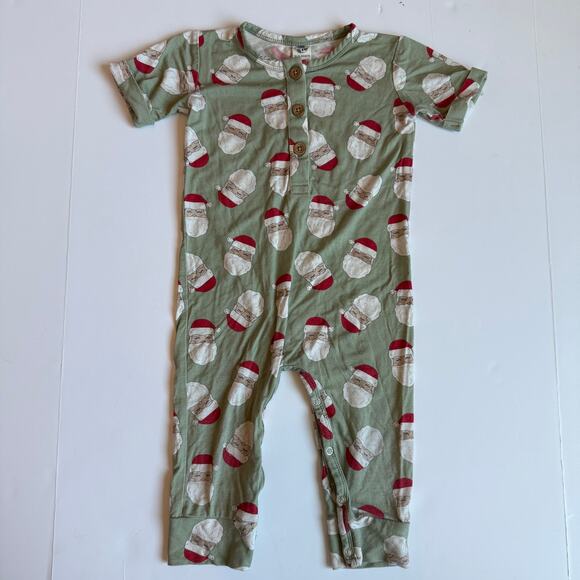 Santa Bamboo Holiday Pajama Romper 18-24 months - Picture 2 of 12